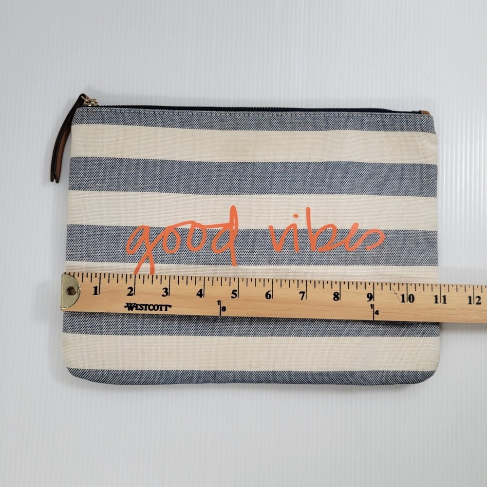 Stella & Dot Travel Makeup Bag Good Vibes Stripe Zippered Pouch Stella and Dot - Picture 5 of 5
